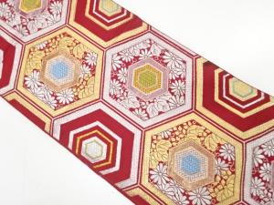 アンティーク　亀甲に桐・菊模様織り出し袋帯（材料）